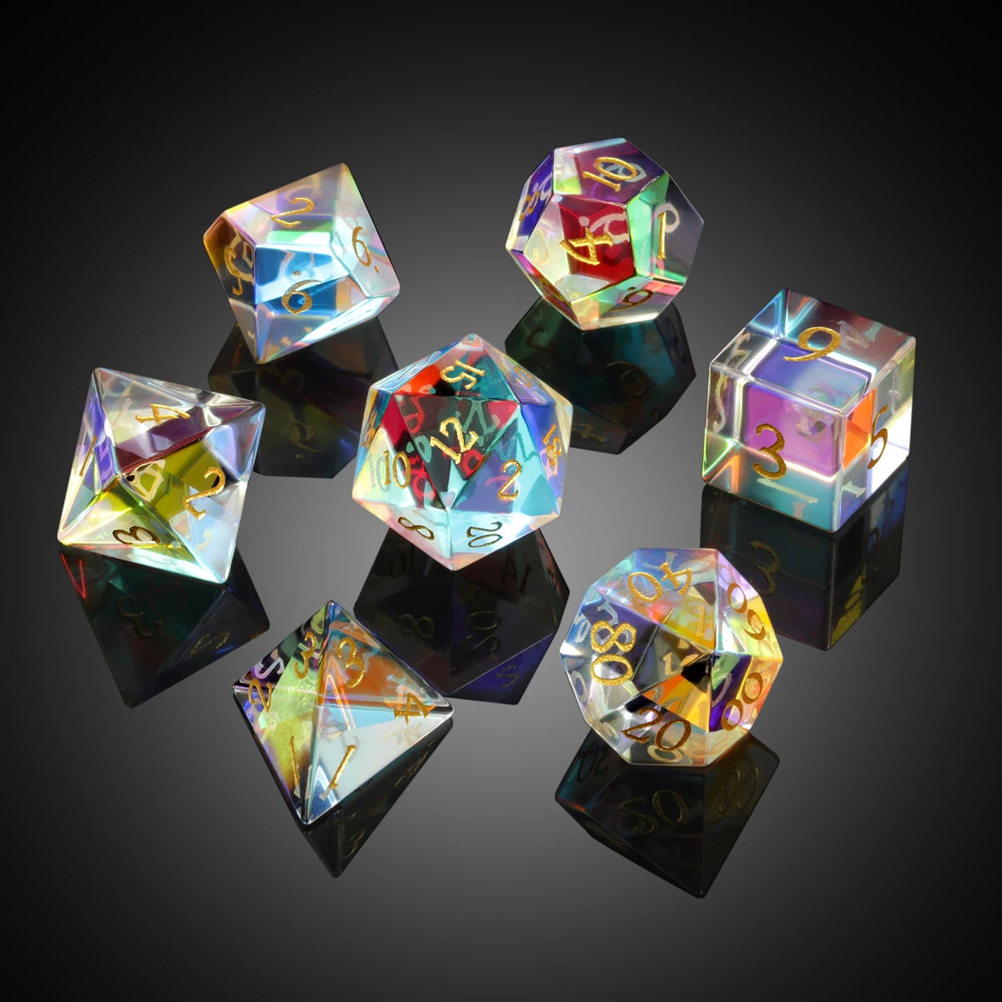 Glass Dice Set – Rainbow
