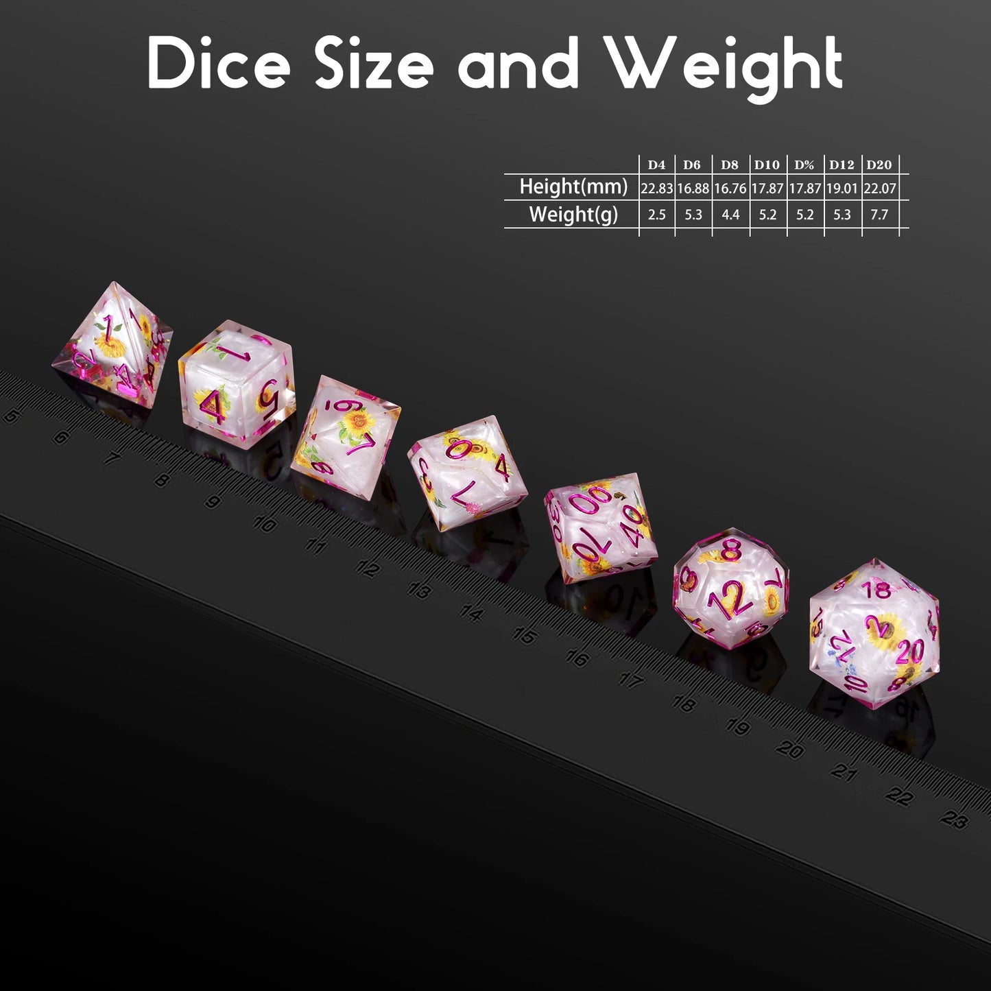 Sharp Edge Dice Set - Sunflower Dice