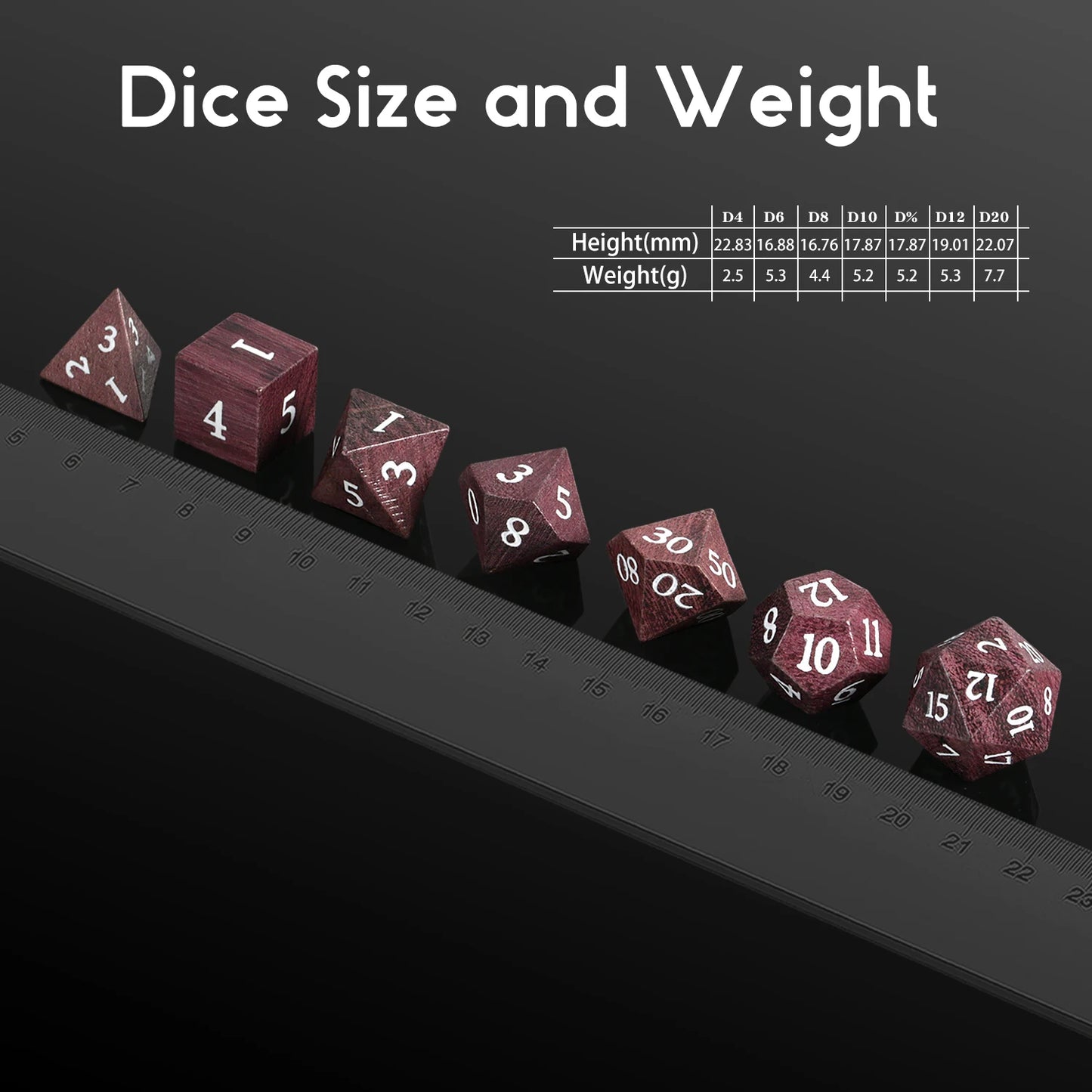 Wood Dice Set | Purple Heart