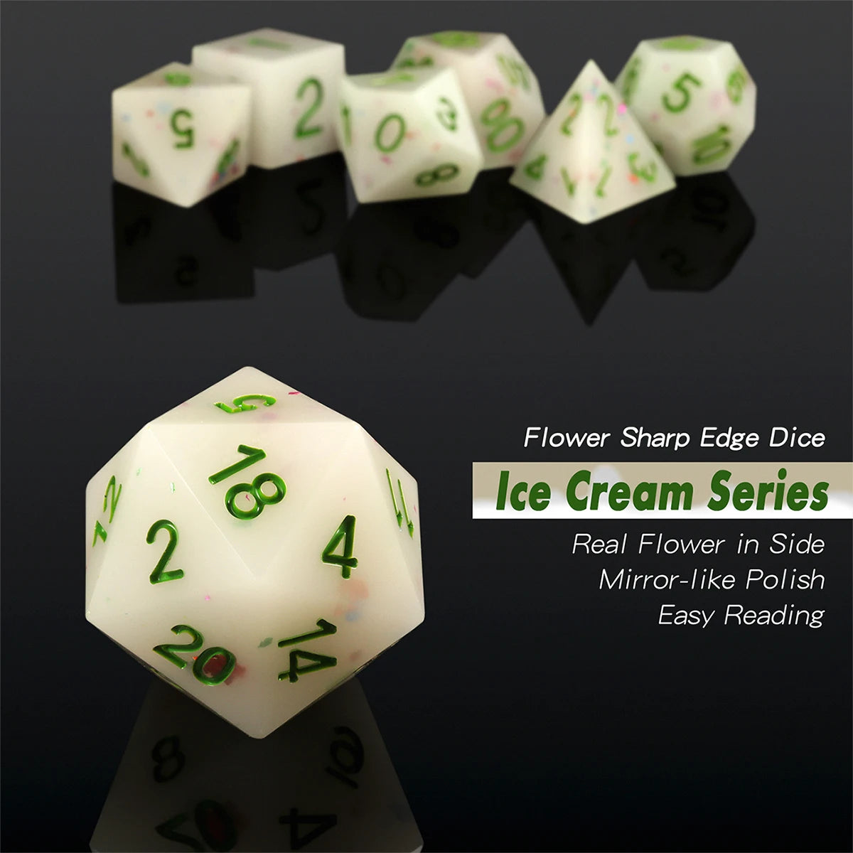 Sharp Edge Dice Set l Vanilla Ice Cream