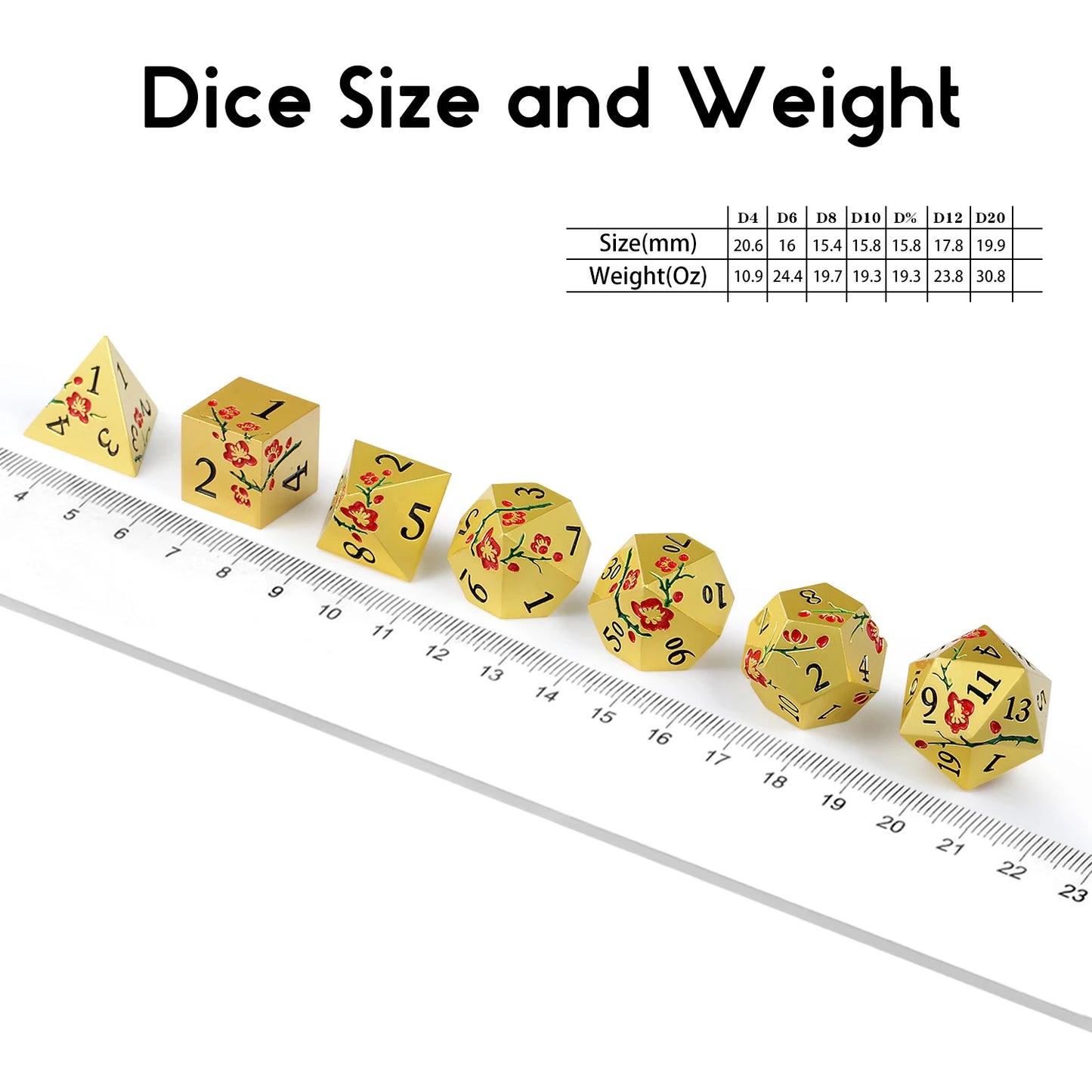 Plum Blossom Dice Set - Gold & Red Flower