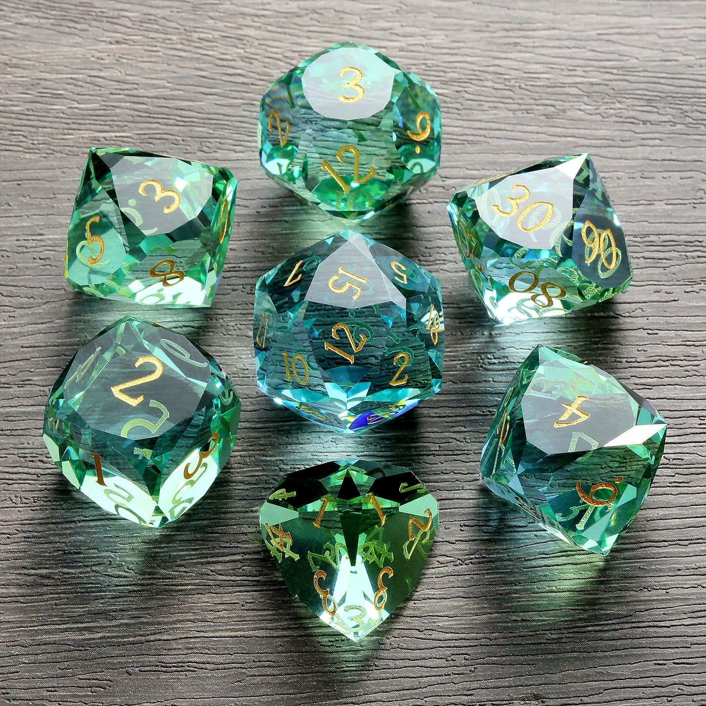 Glass Dice Set – Diamond-Cut Teel