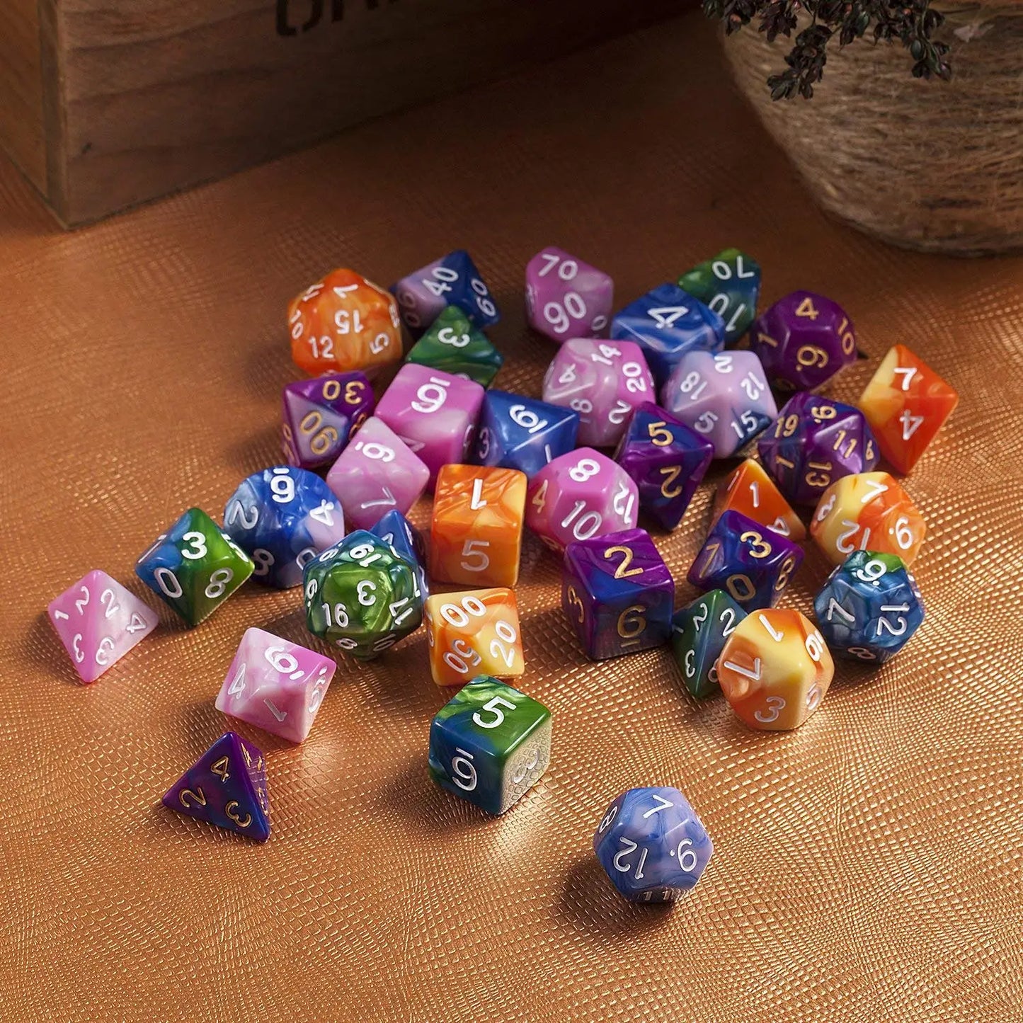 Acrylic Dice Set | Green & Blue D&D Dice