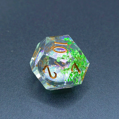 Sharp Edge Dice Set - Green Grass Liquid Core
