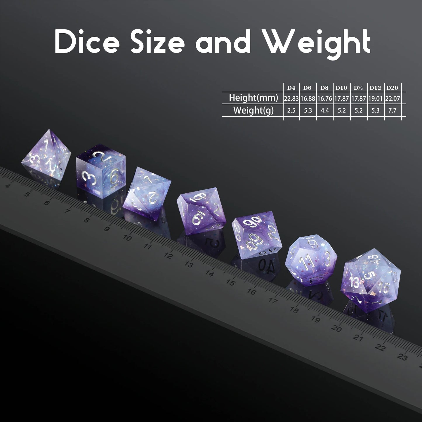 Sharp Edge Dice Set - Purple Swirl Black