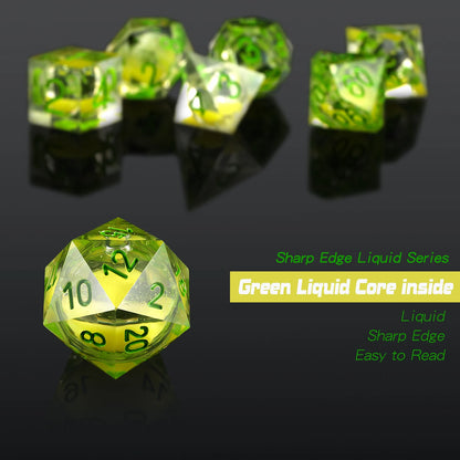 Sharp Edge Dice Set l Liquid Core Green
