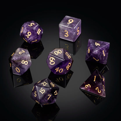 Gemstone Dice Set – Purple Crystal (Amethyst)