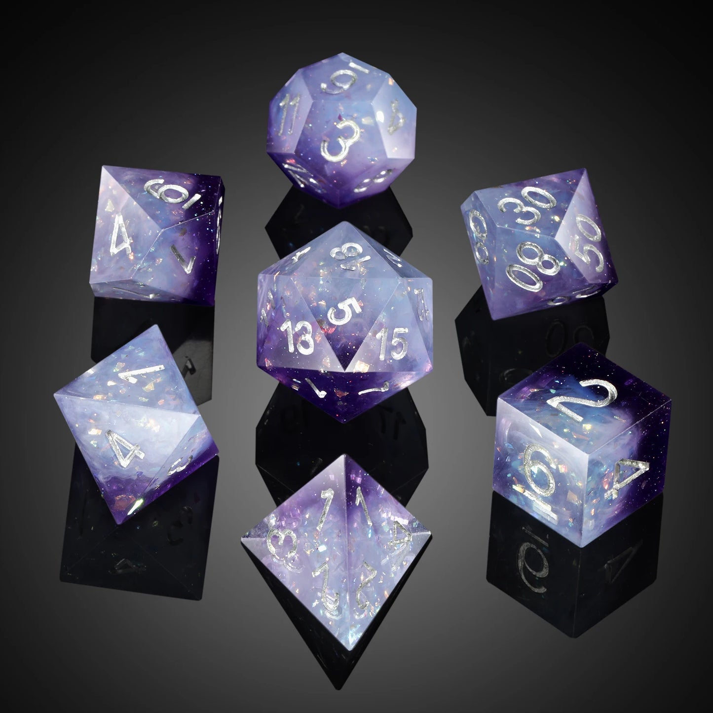 Sharp Edge Dice Set - Purple Swirl Black