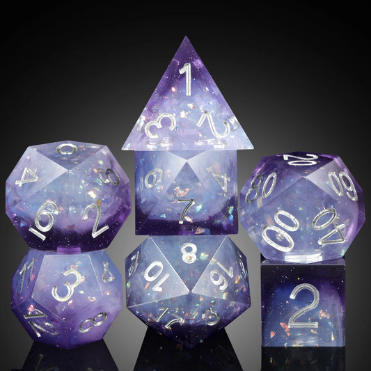 Sharp Edge Dice Set - Purple Swirl Black