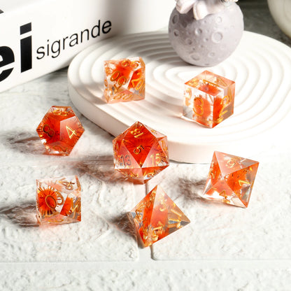 Sharp Edge Dice Set - Orange Pompon