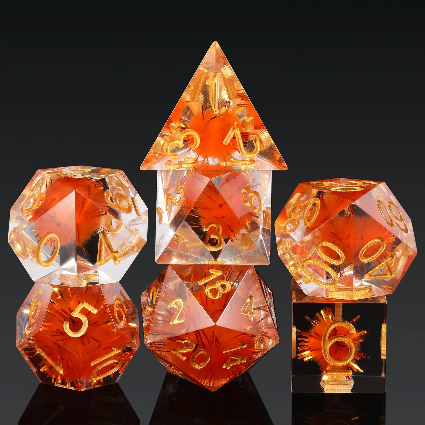 Sharp Edge Dice Set - Orange Pompon