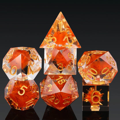 Sharp Edge Dice Set - Orange Pompon