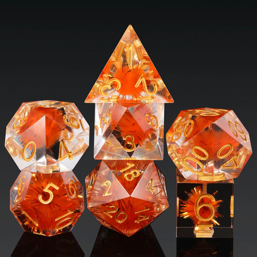 Sharp Edge Dice Set - Orange Pompon