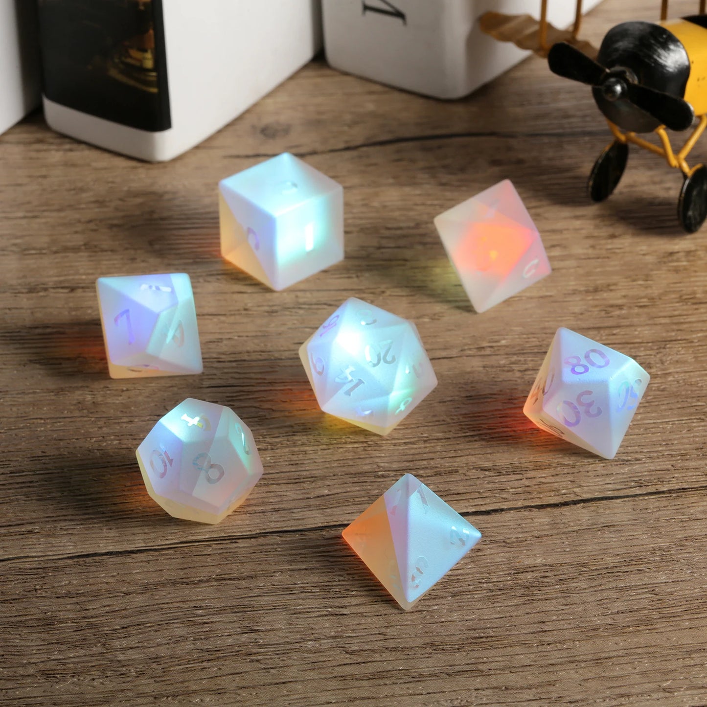 Glass Dice Set –  Rainbow Prism