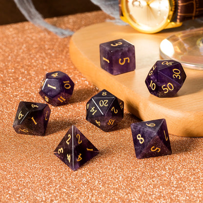 Gemstone Dice Set – Purple Crystal (Amethyst)