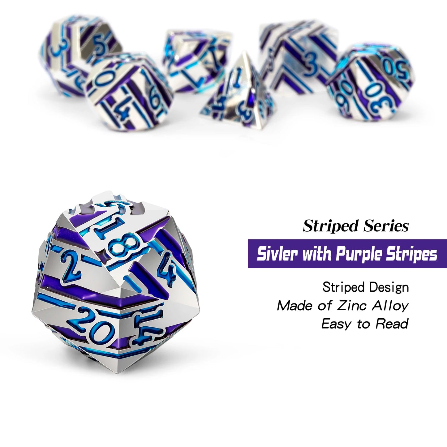 Purple and Blue Stripes with Silver