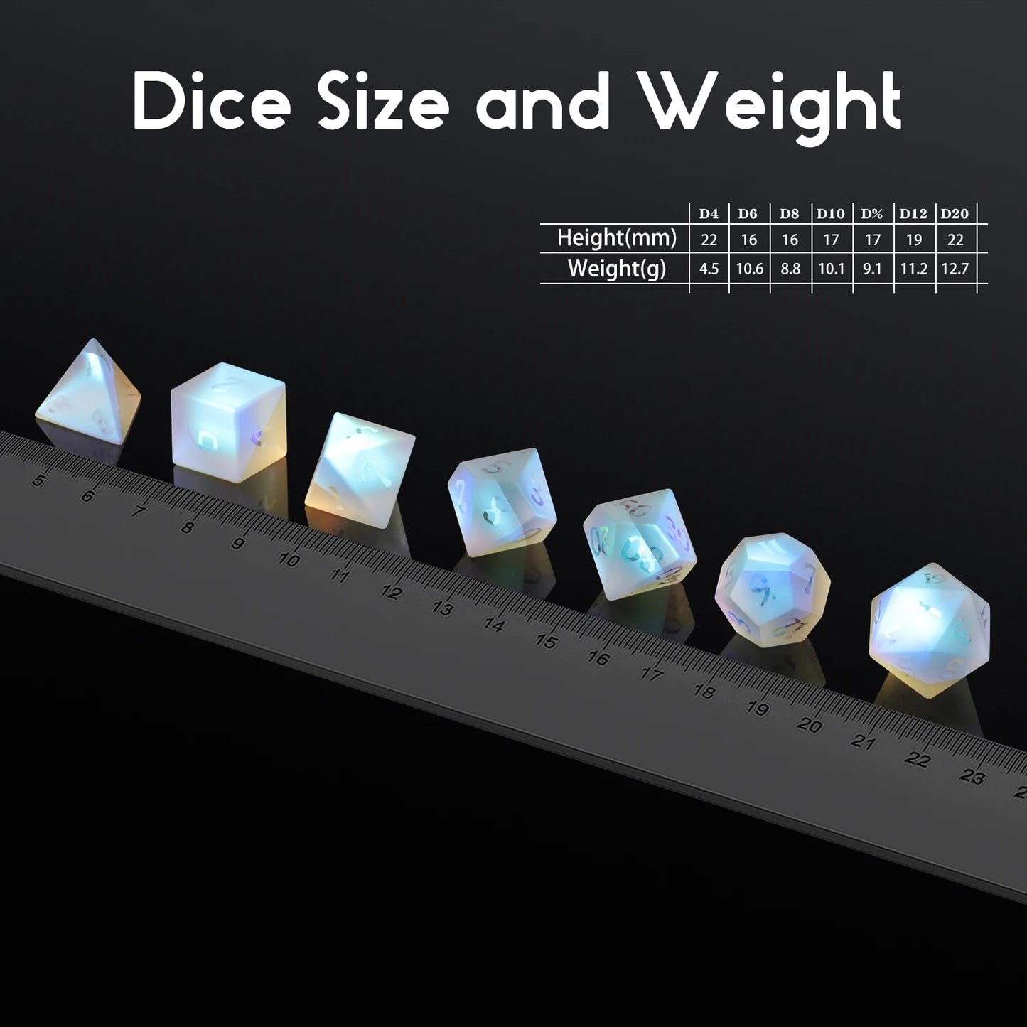 Glass Dice Set –  Rainbow Prism