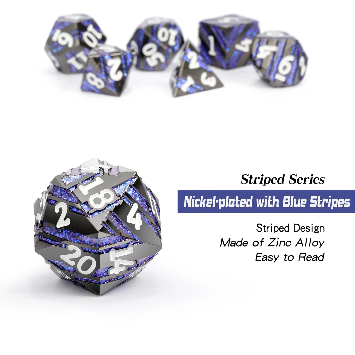 Black nickel and blue stripes