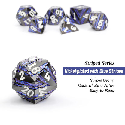 Black nickel and blue stripes