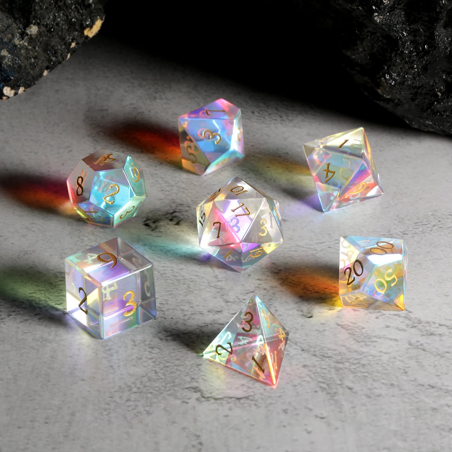 Glass Dice Set – Rainbow