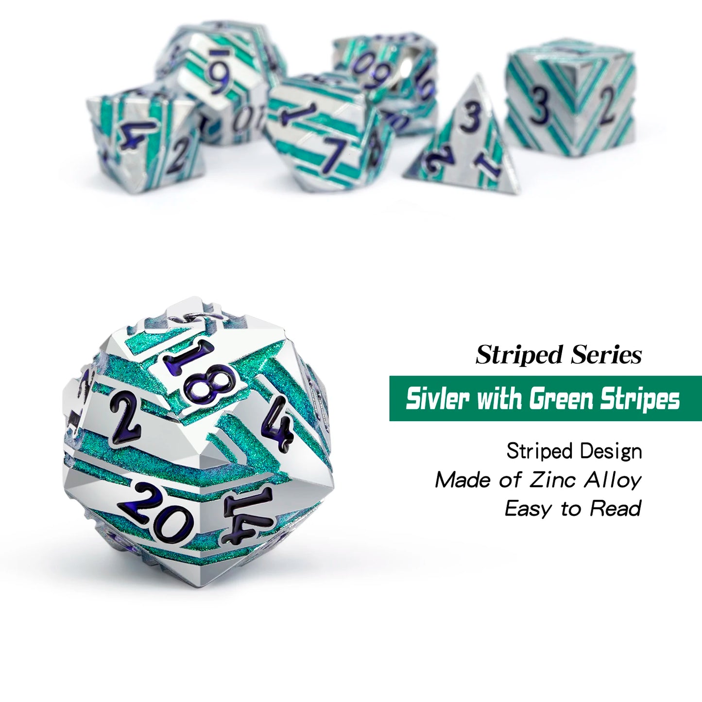 Green Stripes with Silver