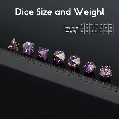Gemstone Dice Set – Purple Crystal (Amethyst)
