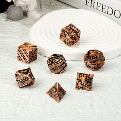 Copper Stripe Metal Dice Set