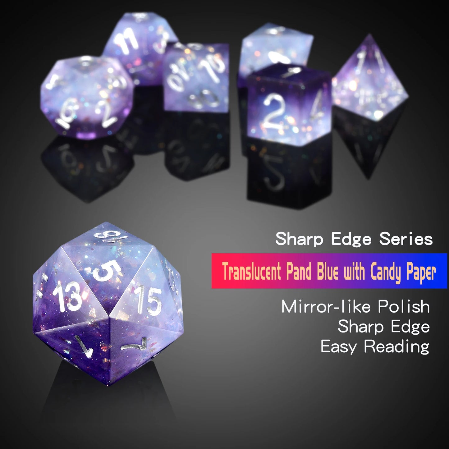 Sharp Edge Dice Set - Purple Swirl Black