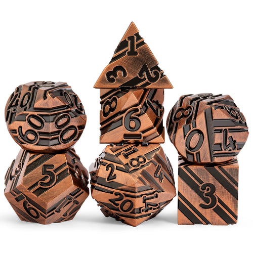 Copper Stripe Metal Dice Set