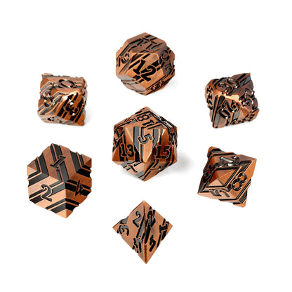 Copper Stripe Metal Dice Set