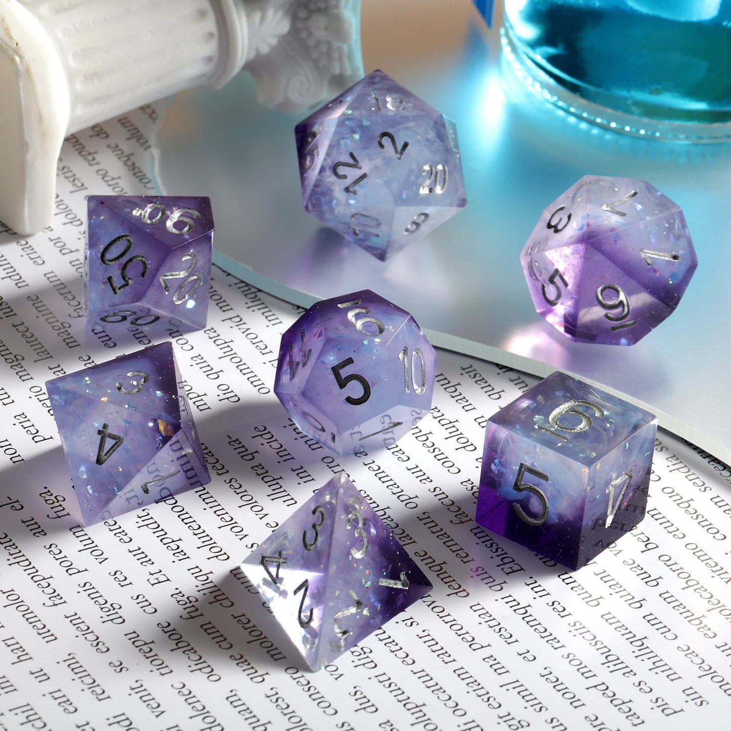 Sharp Edge Dice Set - Purple Swirl Black