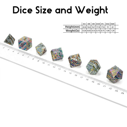 Rainbow Stripe Metal Dice Set