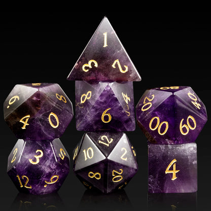 Gemstone Dice Set – Purple Crystal (Amethyst)