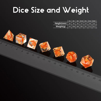 Sharp Edge Dice Set - Orange Pompon