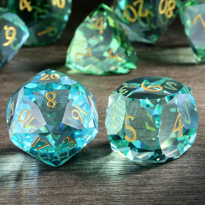 Glass Dice Set – Diamond-Cut Teel