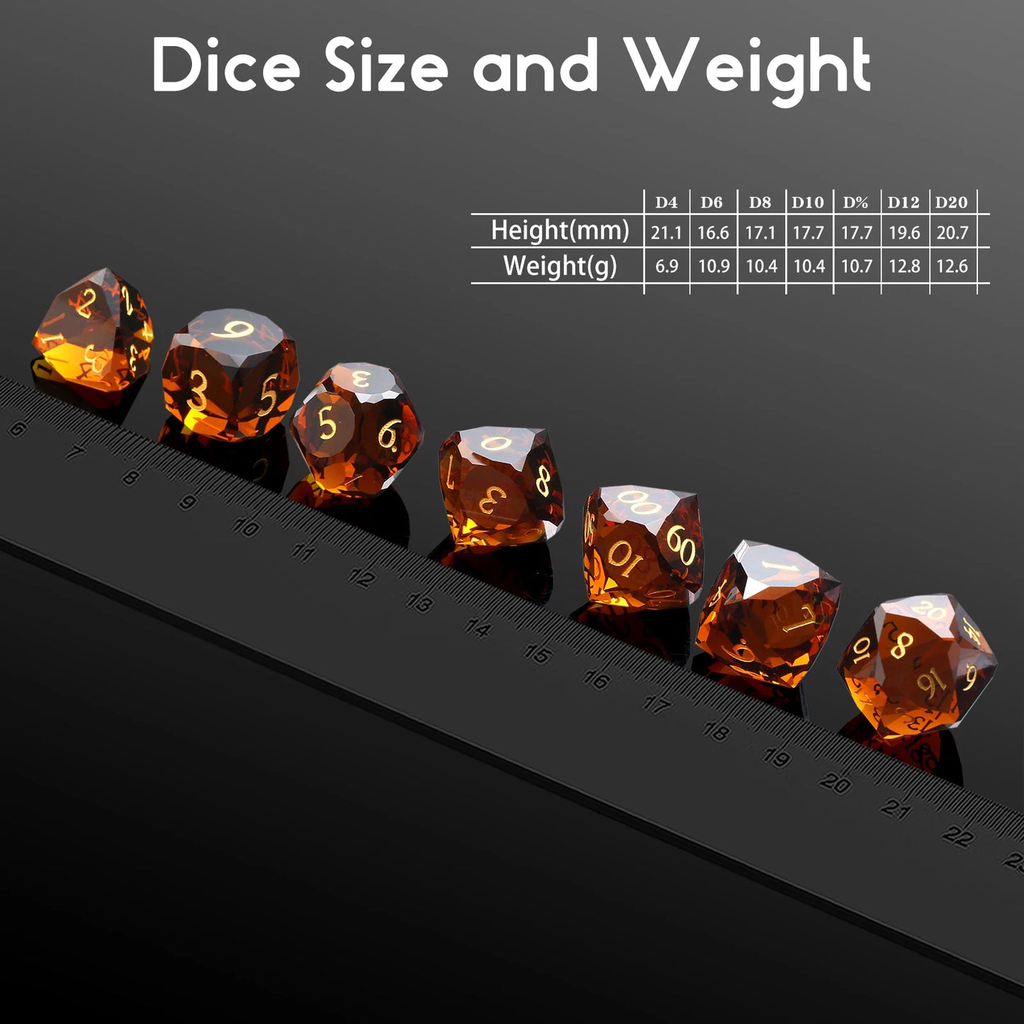 Glass Dice Set – Diamond-Cut  Brown
