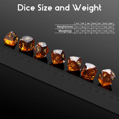 Glass Dice Set – Diamond-Cut  Brown
