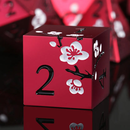Plum Blossom Dice Set - Red with White