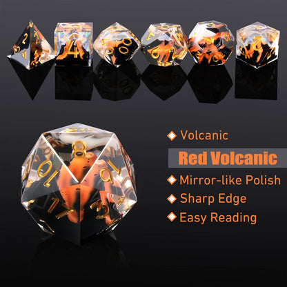 Sharp Edge Dice Set l Red Volcano