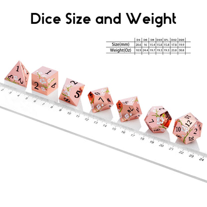 Plum Blossom Dice Set -  Rose Gold with White