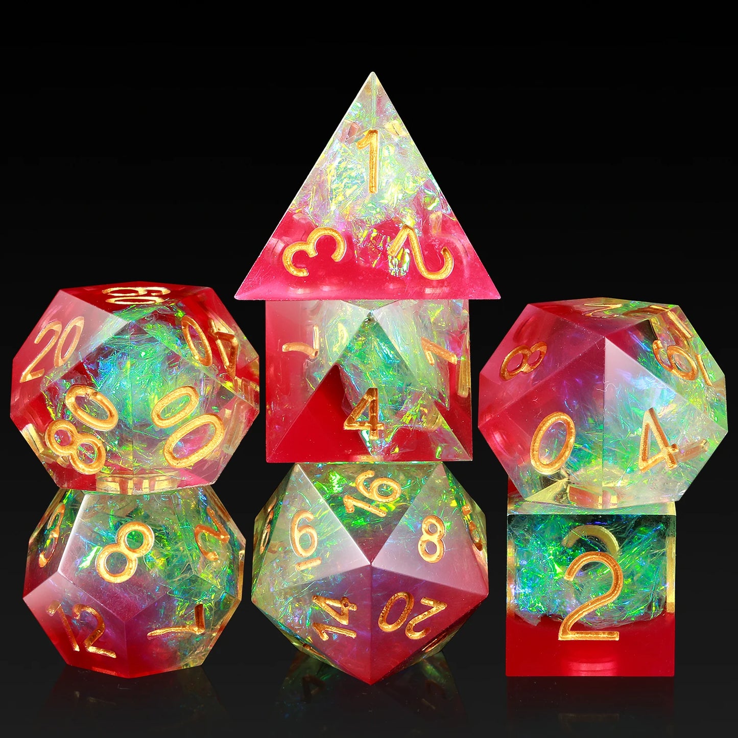 Sharp Edge Dice Set - Rose Translucent