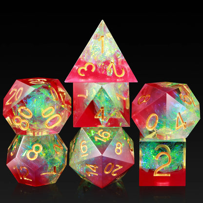 Sharp Edge Dice Set - Rose Translucent