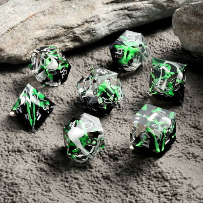 Sharp Edge Dice Set l Lava Green Volcano