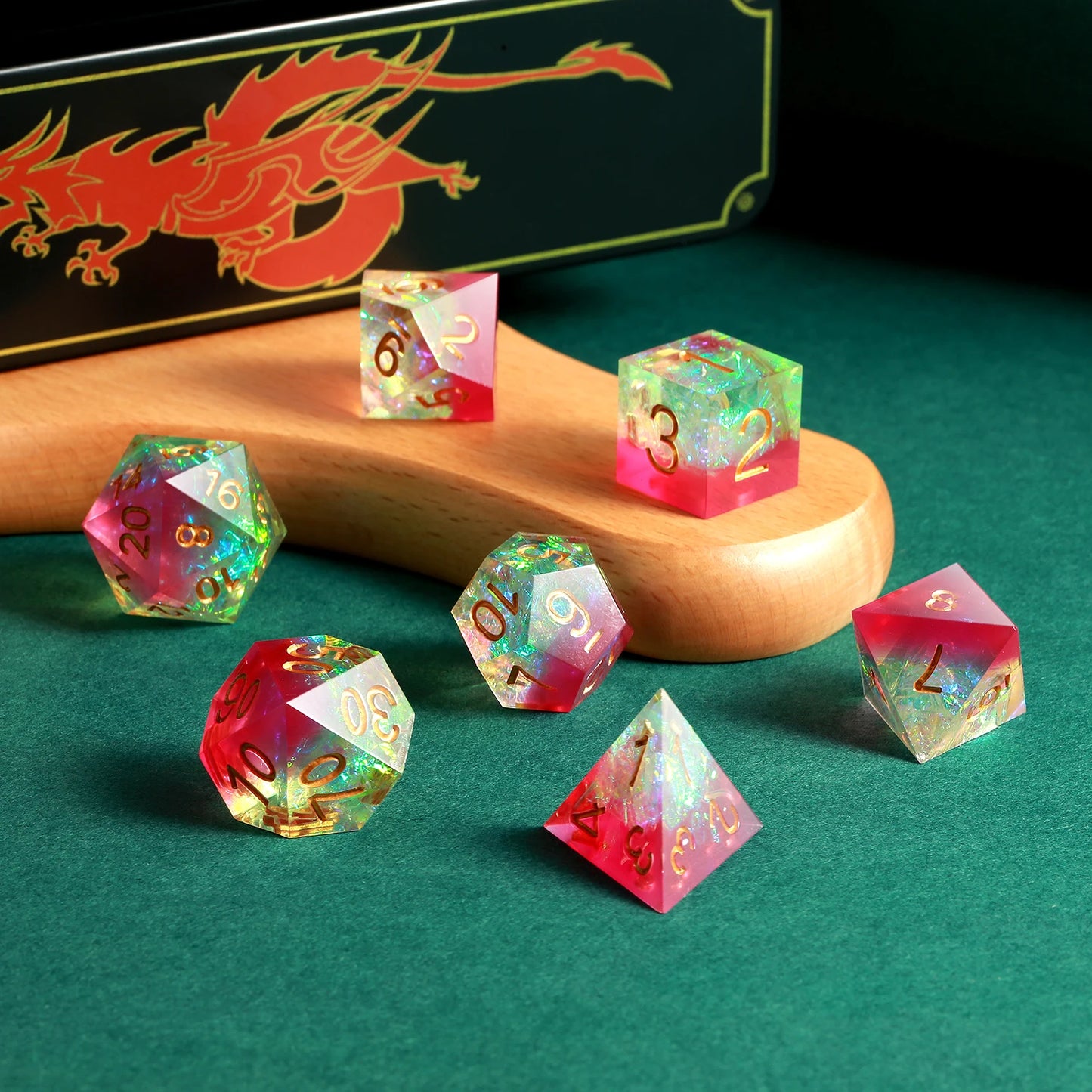 Sharp Edge Dice Set - Rose Translucent