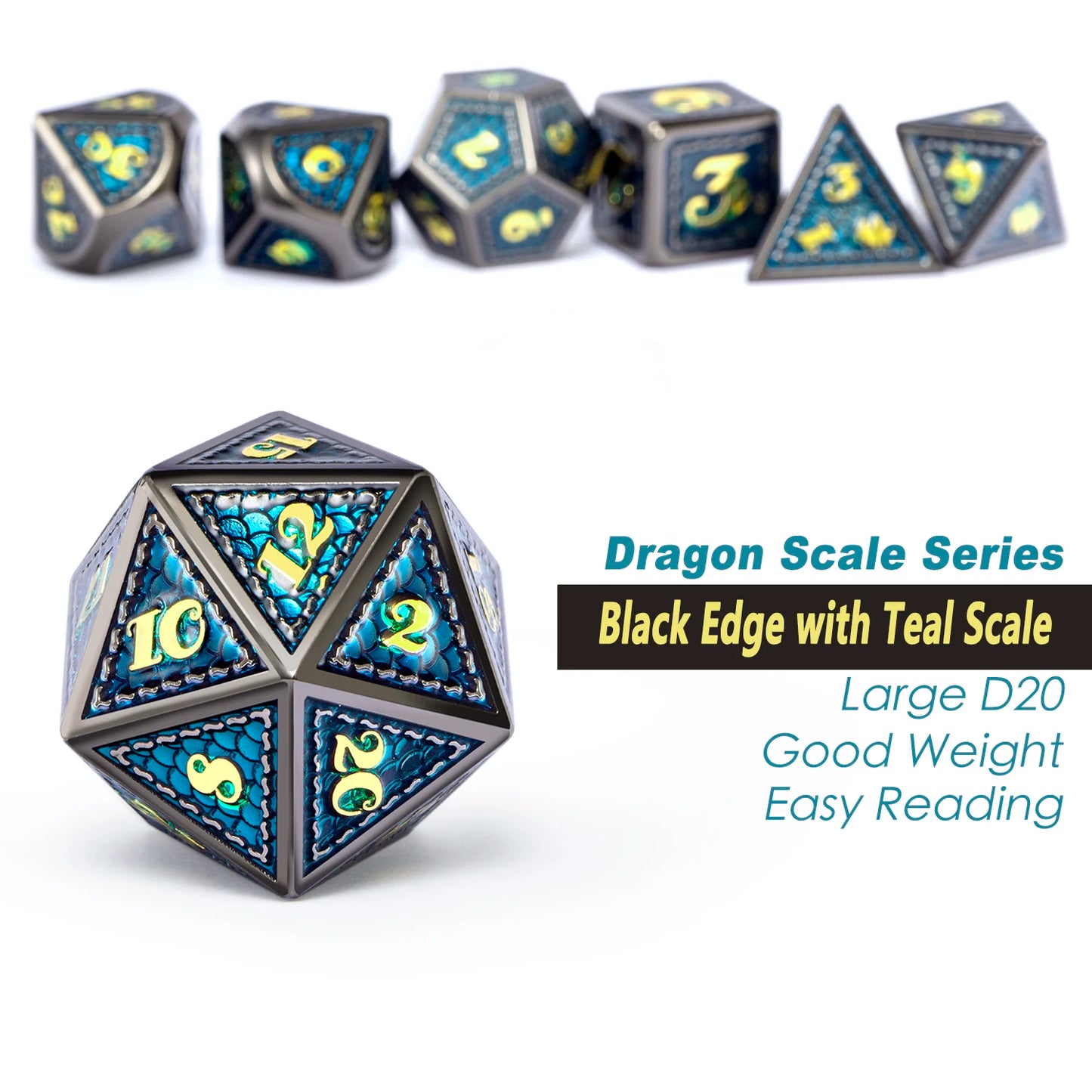 DrakeScale 7-Pc Metal DND Dice Set