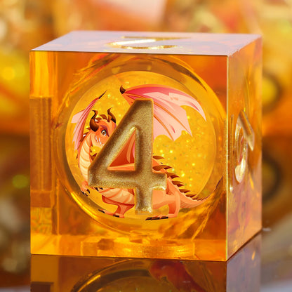 Sharp Edge Dice Set l Liquid Core Orange Dragon