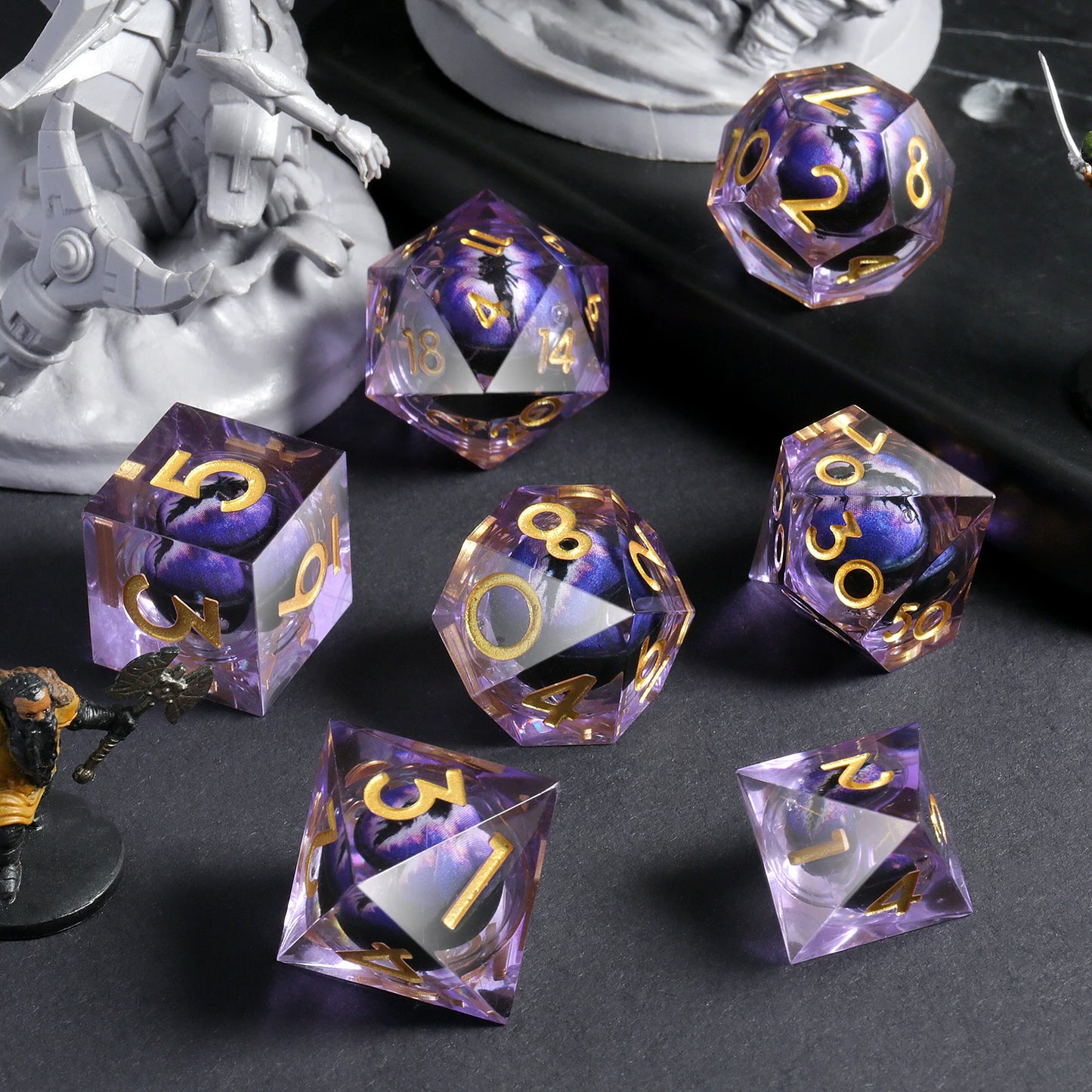 Sharp Edge Dice Set - Dragon Eyes - Liquid Core