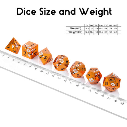 Plum Blossom Dice Set - Orange with White