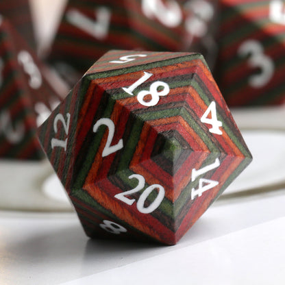 Wood Dice Set | Red Green Streak