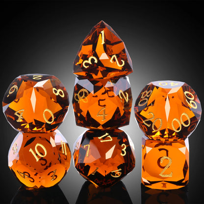 Glass Dice Set – Diamond-Cut  Brown